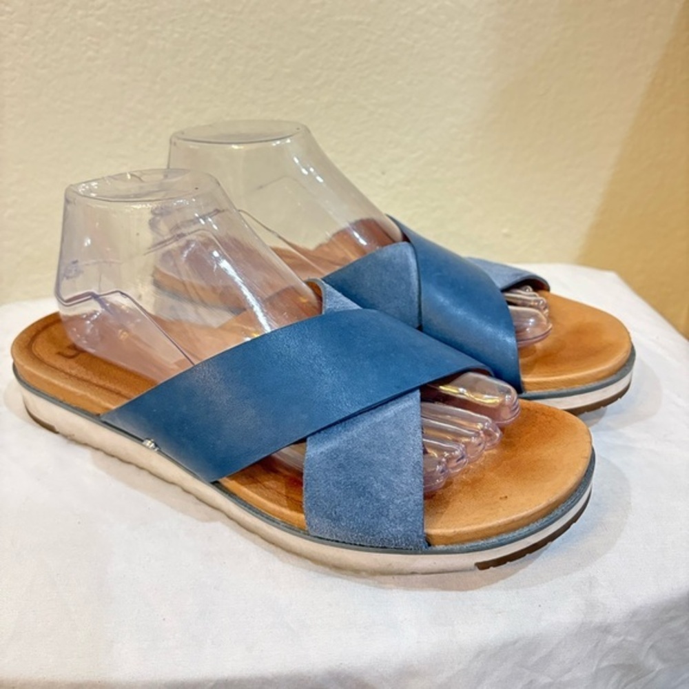UGG Kari Blue Cross Strap Slip In Sandals Women's Size 9.5